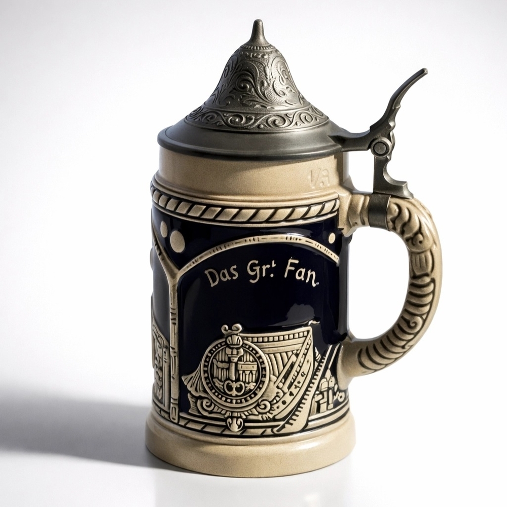 Vintage Collectible Ceramic Stoneware Pewter Beer Stein Perkeo Heidelberg 1965
